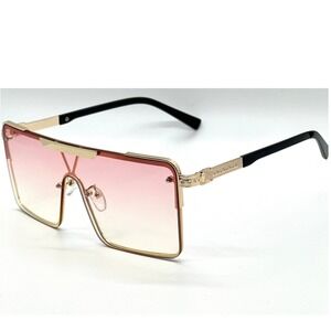 Oversized Shield Sunglasses Flat Top Pink Ombre Lens Fashion Shades Trendy Gafas